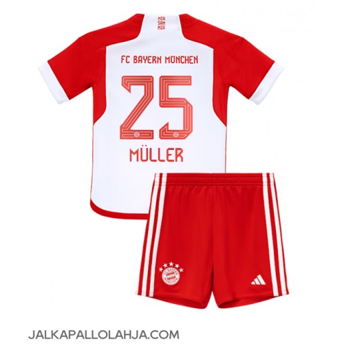 Bayern Munich Thomas Muller #25 Kopio Lastenvaatteet Koti Pelipaita Lasten 2023-24 Lyhyet Hihat (+ shortsit)